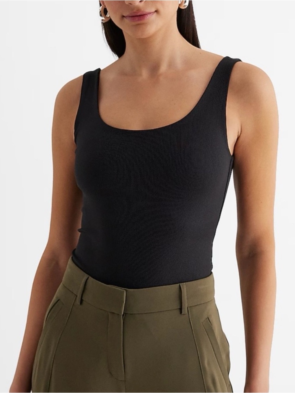 Express Body Contour Black Scoop Neck Tank Bodysuit